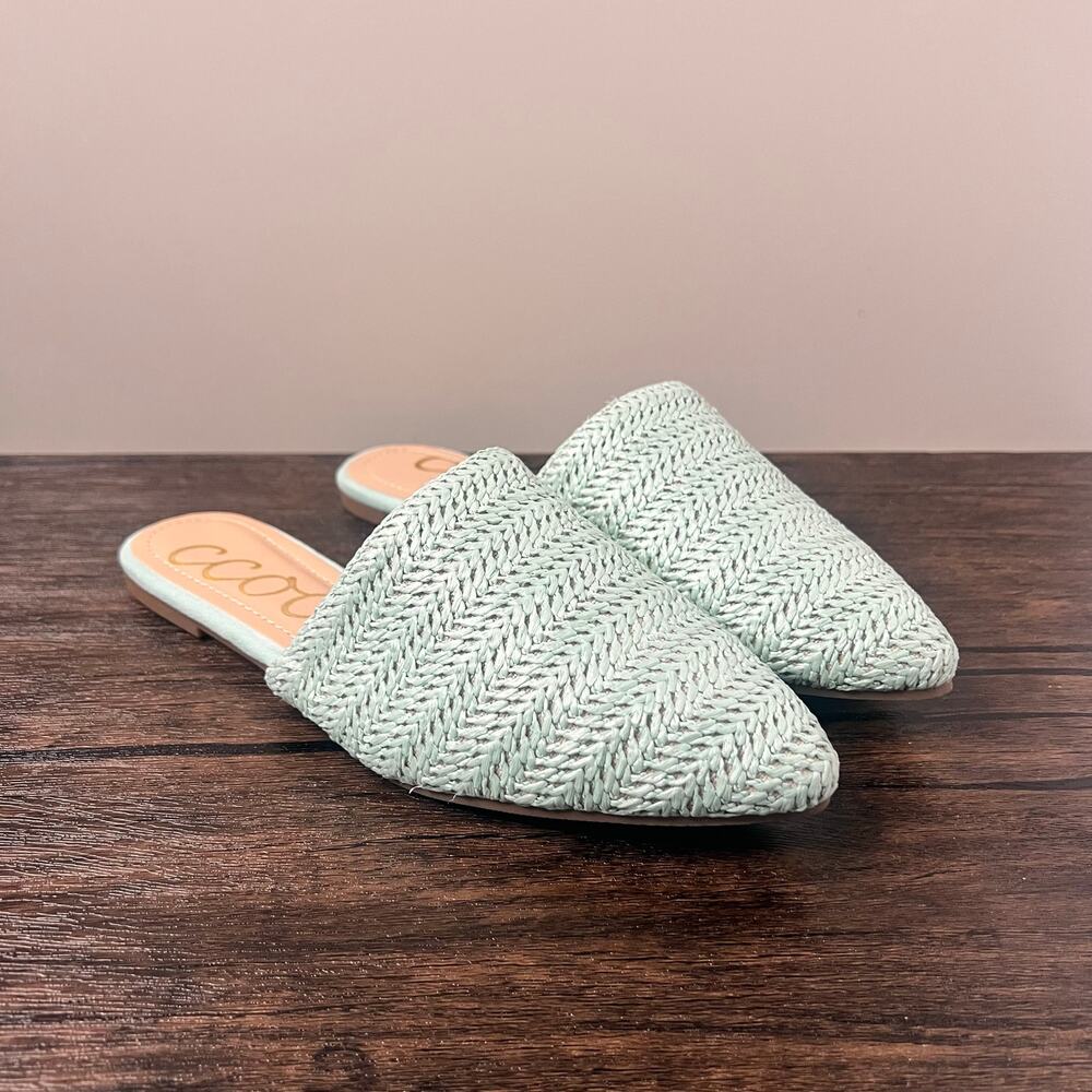 CCOCCI Woven Mule Flats Mint Green Size 9 Euro Summer